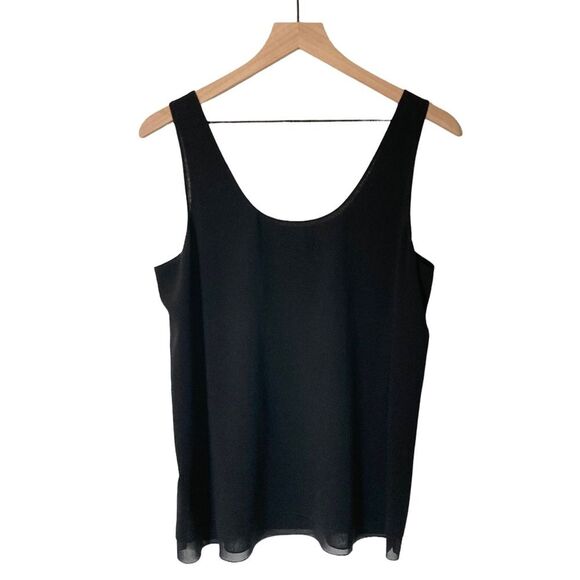 Vince Black Silk Blend Layered Sleeveless Blouse Top Size Large Blouse Tank - Picture 9 of 10